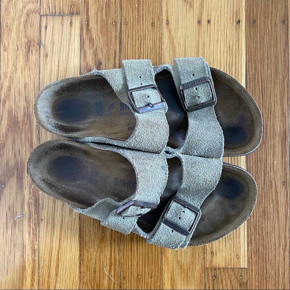 Birkenstock Arizona Soft Slide Suede Sandal Taupe